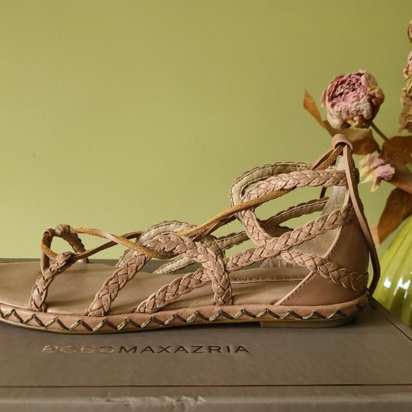 BCBG MA-MAYE Nude Lace-Up Leather Sandal - Picture 10 of 10